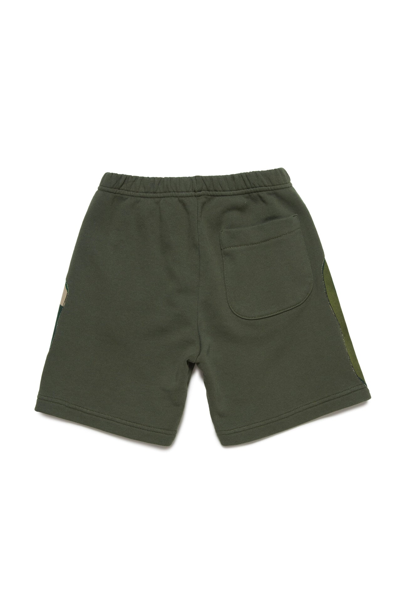 Plush shorts with rainforest patterned fabric application Plush shorts with rainforest patterned fabric application