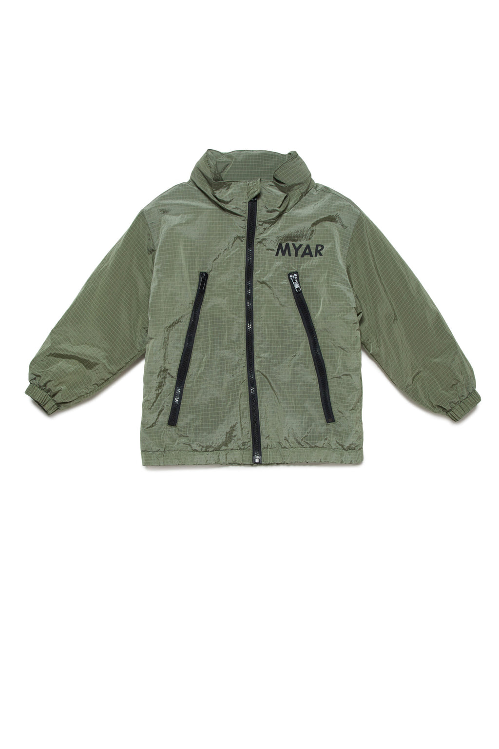 Deadstock green ripstop fabric jacket with concealed hood