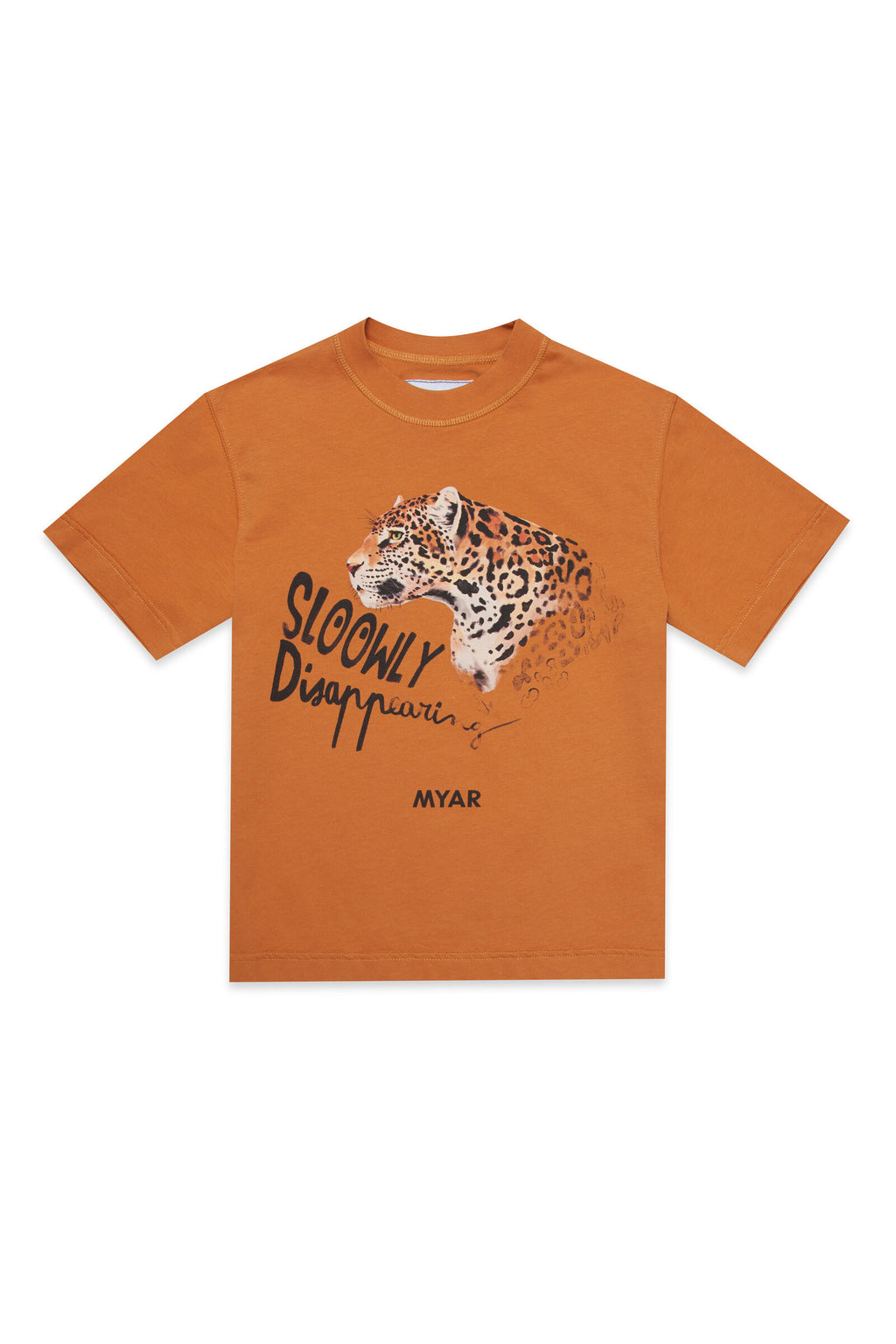 Deadstock orange crewneck T-shirt with digital print Sloowly