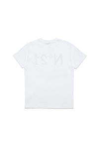 White jersey t-shirt with logo
