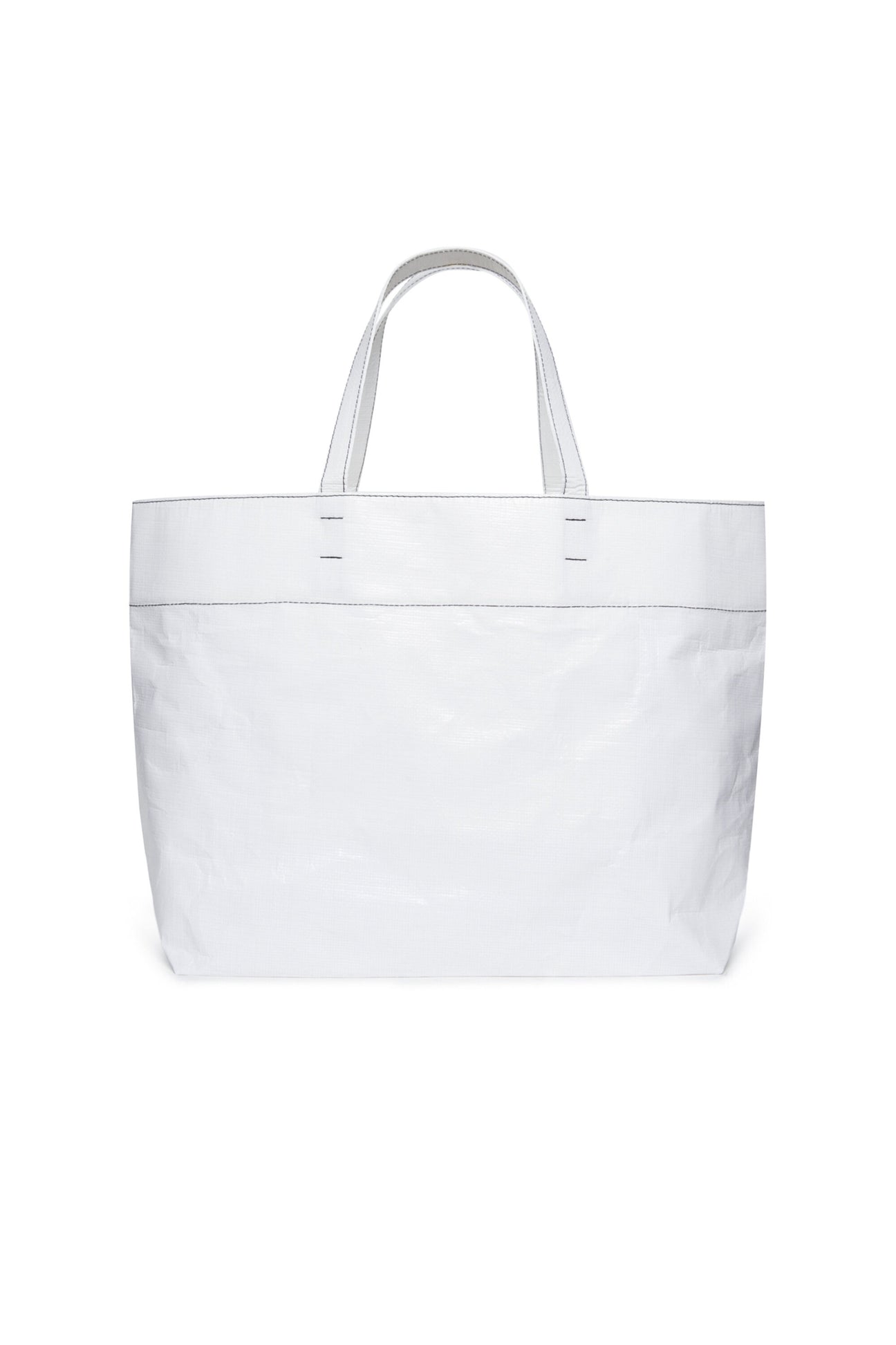 White shopper bag with institutional logo White shopper bag with institutional logo